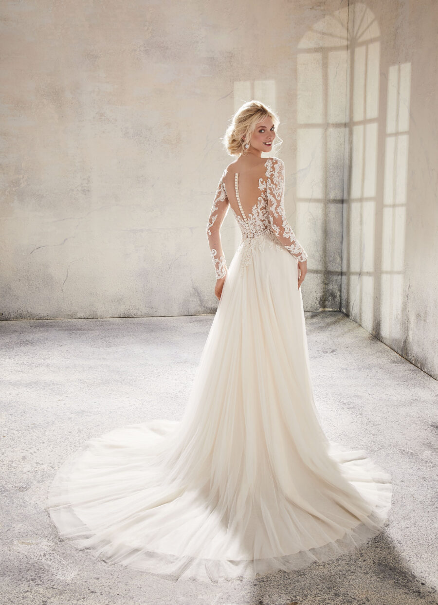 abito da sposa in pizzo con maniche, 51576